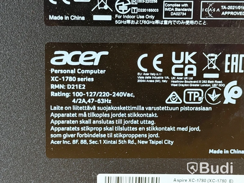 Stationär dator, Acer Aspire XC-1780, i5, 8 GB RAM