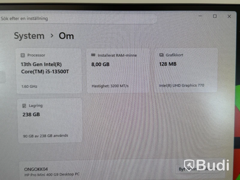 Mini desktop PC, HP Pro Mini 400 G9, i5, 8 GB RAM