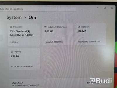 Mini desktop PC, HP Pro Mini 400 G9, i5, 8 GB RAM