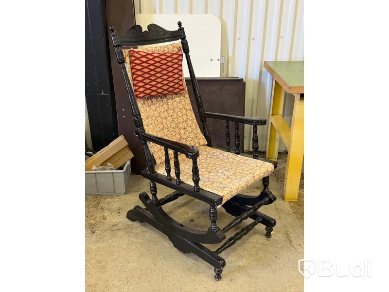 Rocking chair, black-painted, high-back