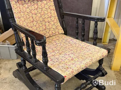 Rocking chair, black-painted, high-back