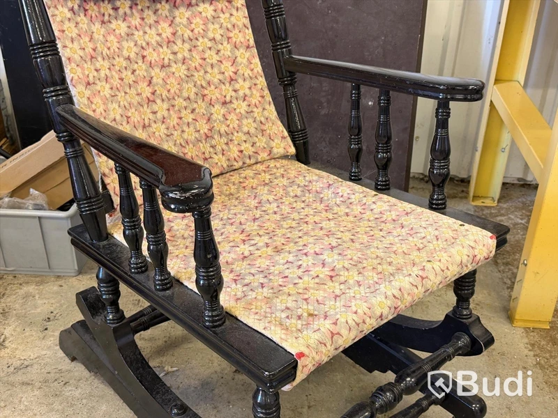 Rocking chair, black-painted, high-back