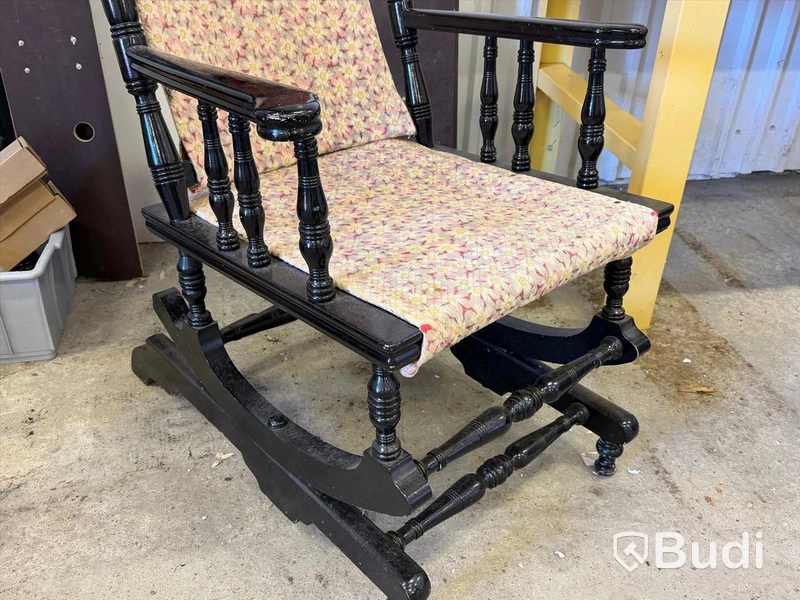 Rocking chair, black-painted, high-back