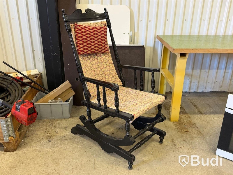 Rocking chair, black-painted, high-back