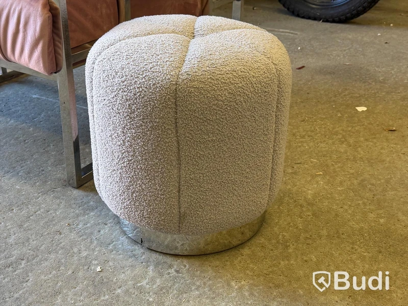 Armchair with footstool, pink/grey