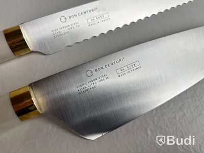 Kockkniv och brödkniv Bon Centuri, Oyster white.