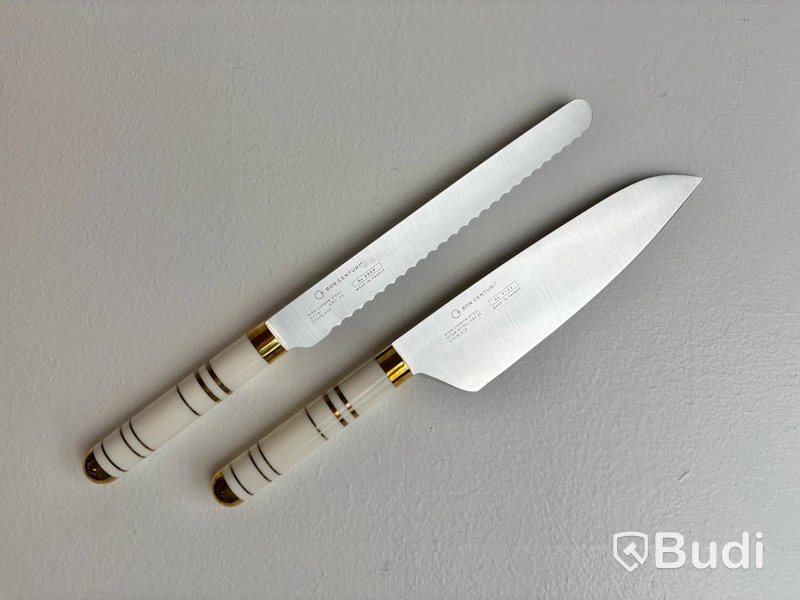 Kockkniv och brödkniv Bon Centuri, Oyster white.