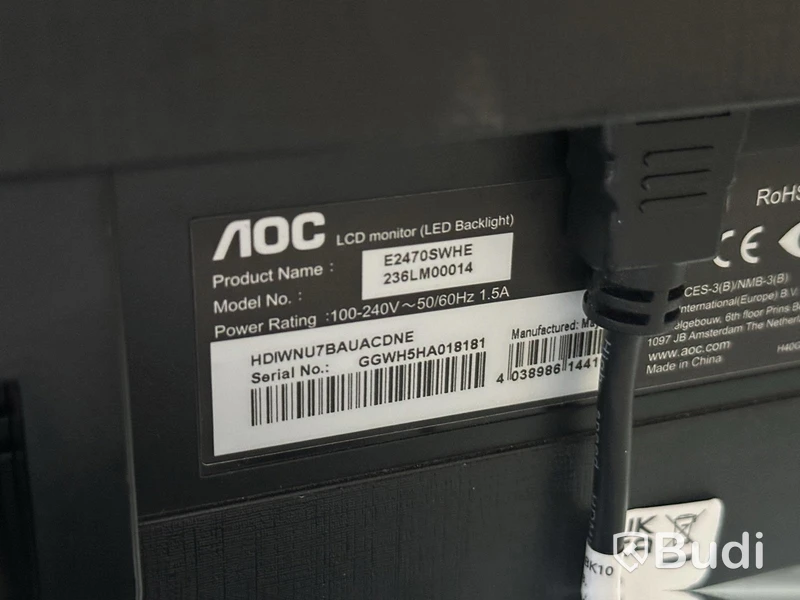 Datorskärm AOC E2470SWHE inkl. bordslampa