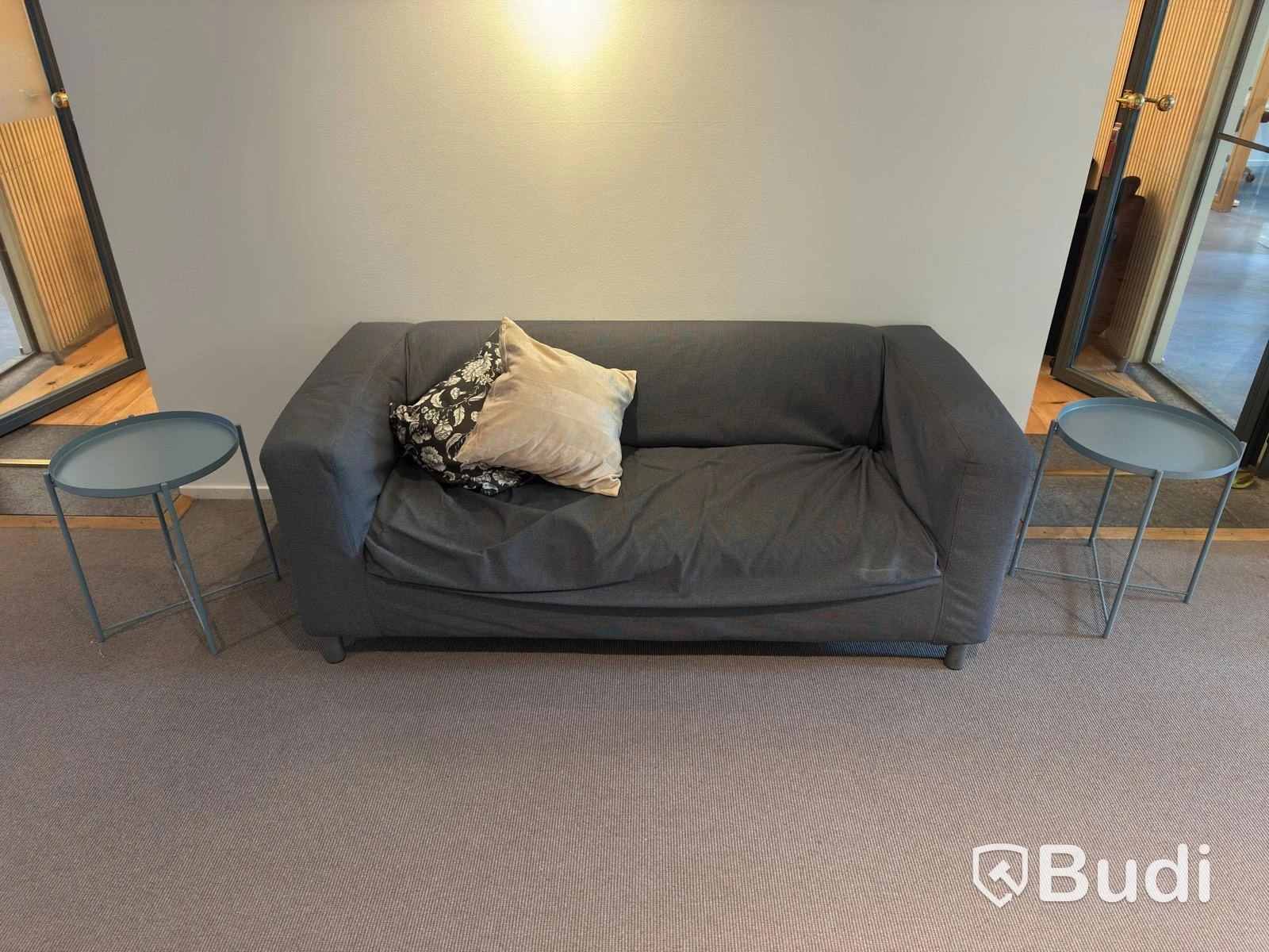 Sofa with cushions, incl. 2 tables