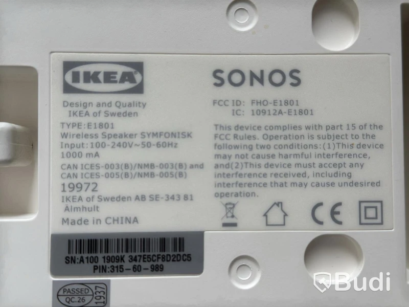 Högtalare Sonos E1801