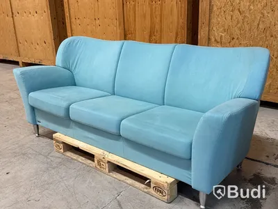 Designsoffa 3-sits, Brunstad (ljusblå)