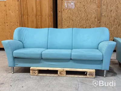Designsoffa 3-sits, Brunstad (ljusblå)