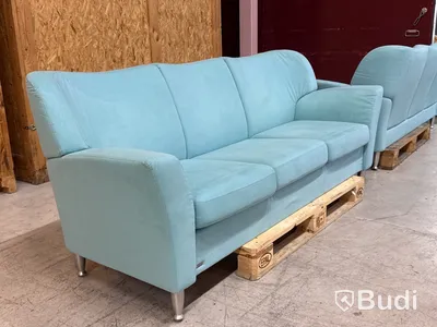Designsoffa 3-sits, Brunstad (ljusblå)
