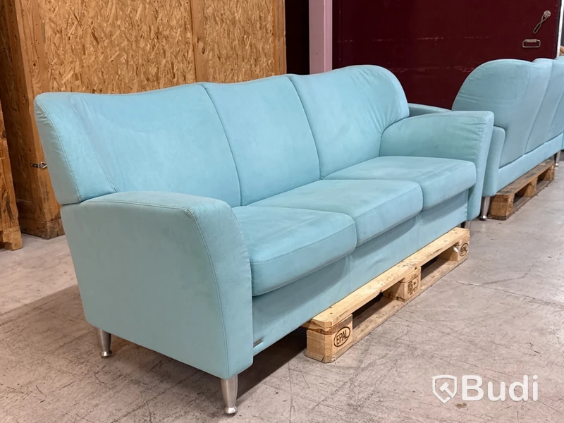 Designsoffa 3-sits, Brunstad (ljusblå)
