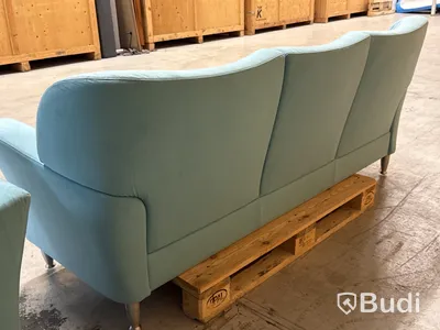 Designsoffa 3-sits, Brunstad (ljusblå)