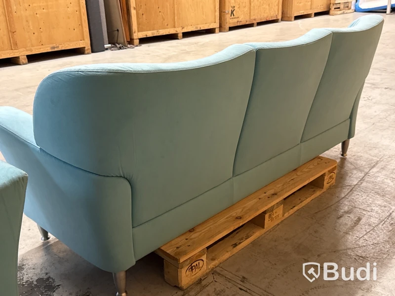 Designsoffa 3-sits, Brunstad (ljusblå)