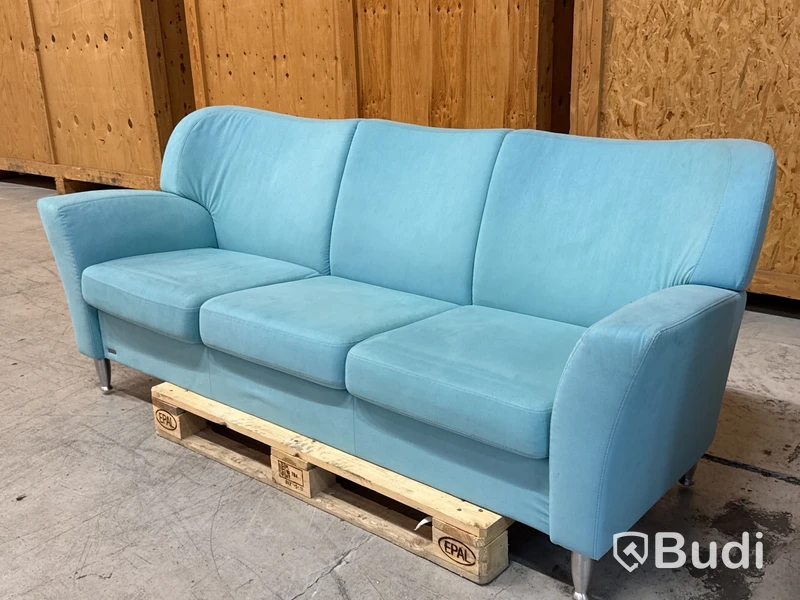 Designsoffa 3-sits, Brunstad (ljusblå)