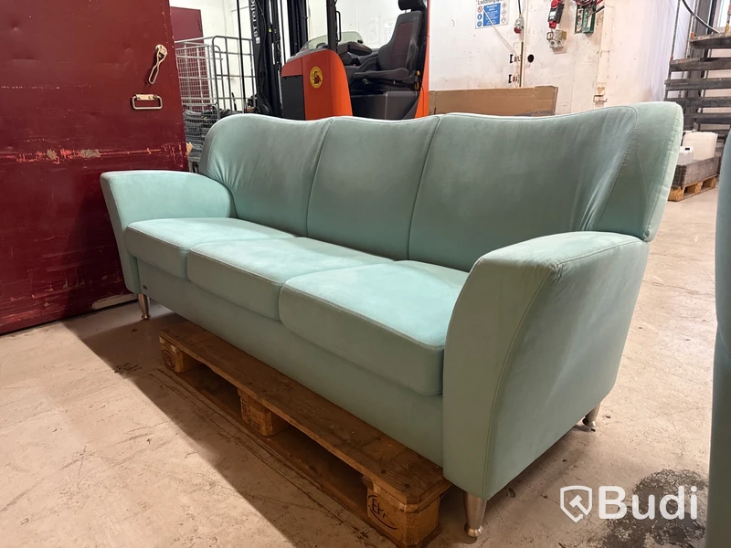 Designsoffa 3-sits, Brunstad (ljusblå)