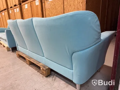 Designsoffa 3-sits, Brunstad (ljusblå)