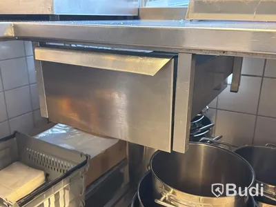 Rostfri arbetsbänk med ho, hörnmodell