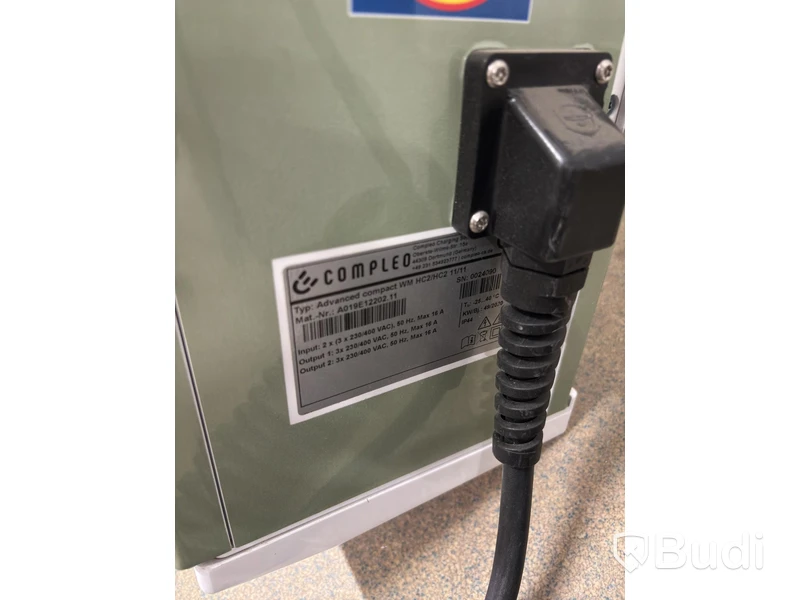 Wallbox Compleo Advanced Compact WM HC2, including distribution box with RCD and fuses.