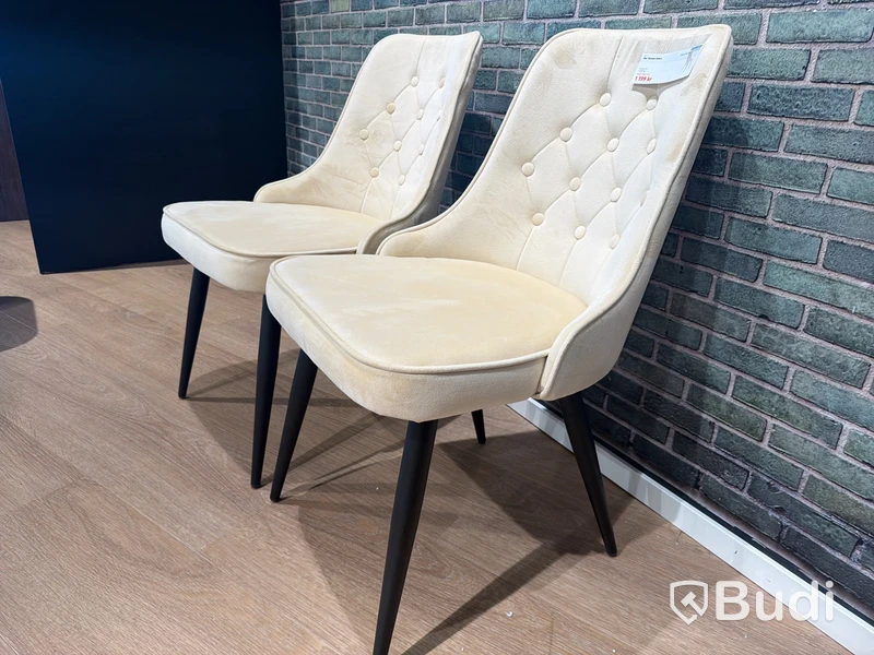 Velvet Deluxe lyxstol i sammet, beige, 2 st, Venture Home