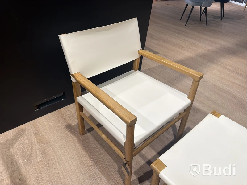 Loungefåtölj med pall, vit, Venture Home