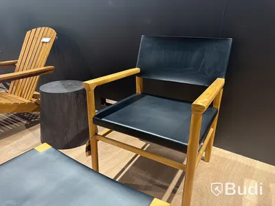 Loungefåtölj med pall, svart, Venture Home