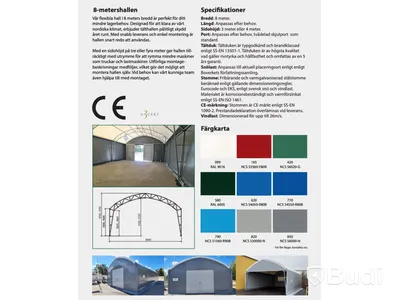 Storage Tent Jonsered Hallbyggarna | 8 x 10 x 3 m | Sliding Door | Snow Zone 3.5