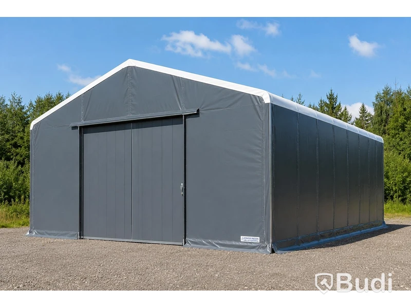 Lagertält Jonsered Hallbyggarna | 8x10x3 m | Skjutport | Snözon 3,5