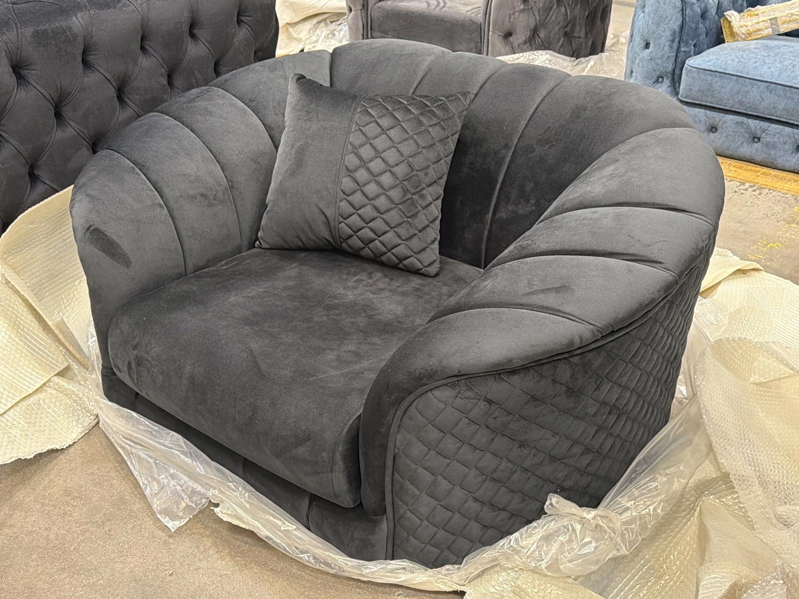 Fåtölj, mörkgrå sammet
