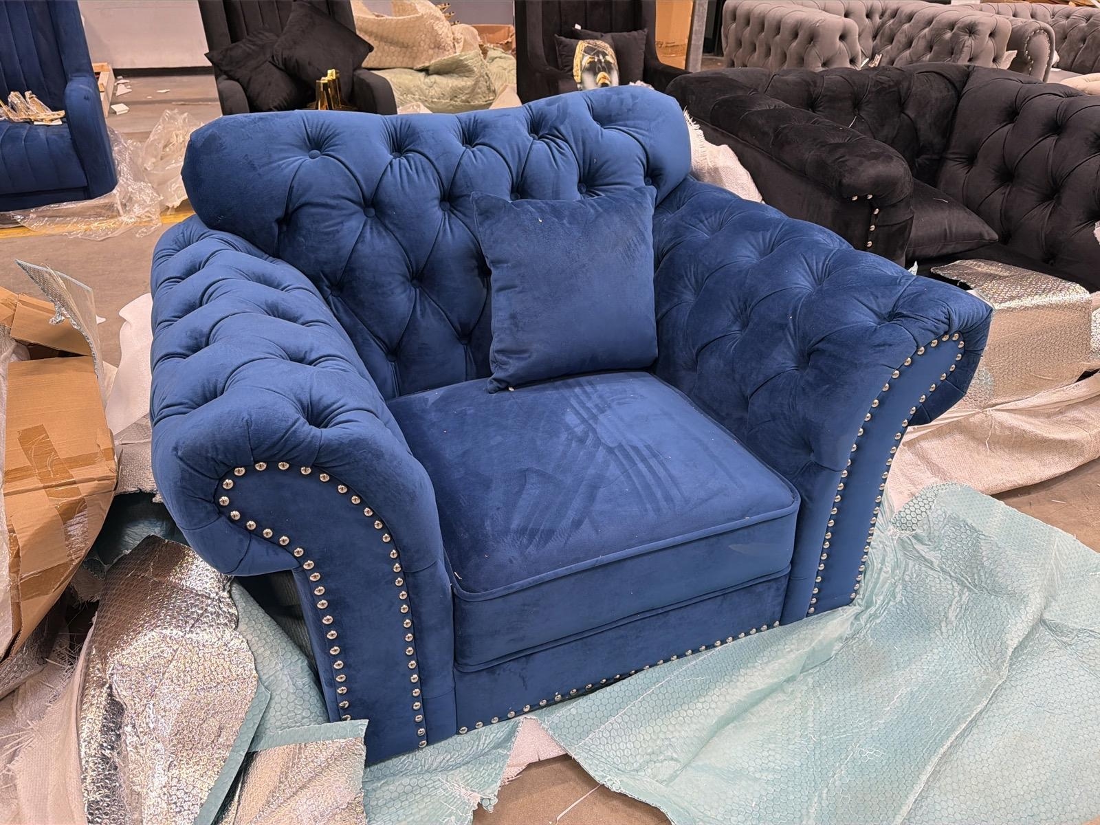 Fåtölj, blå sammet