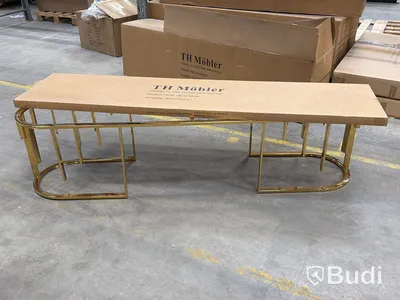 TV-bänk, guld/ klarglas, 180 cm