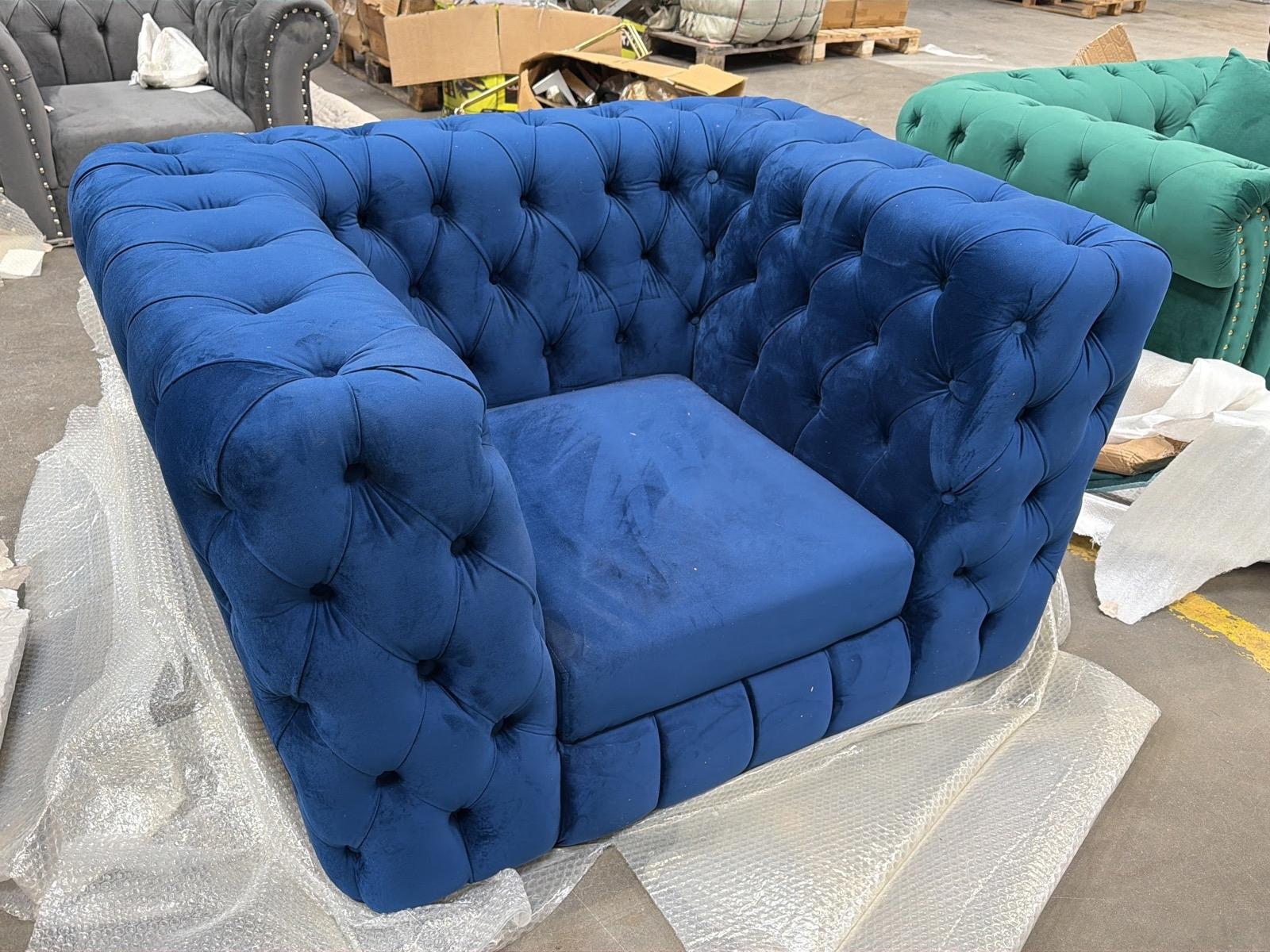 Fåtölj, blå sammet