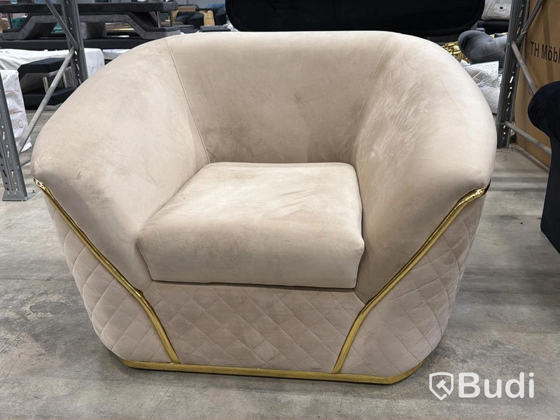 Fåtölj, beige sammet