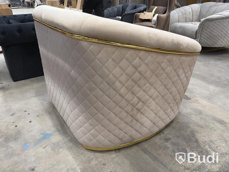 Fåtölj, beige sammet