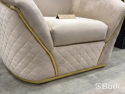 Fåtölj, beige sammet