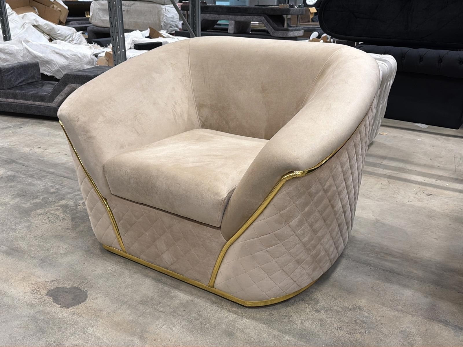 Fåtölj, beige sammet