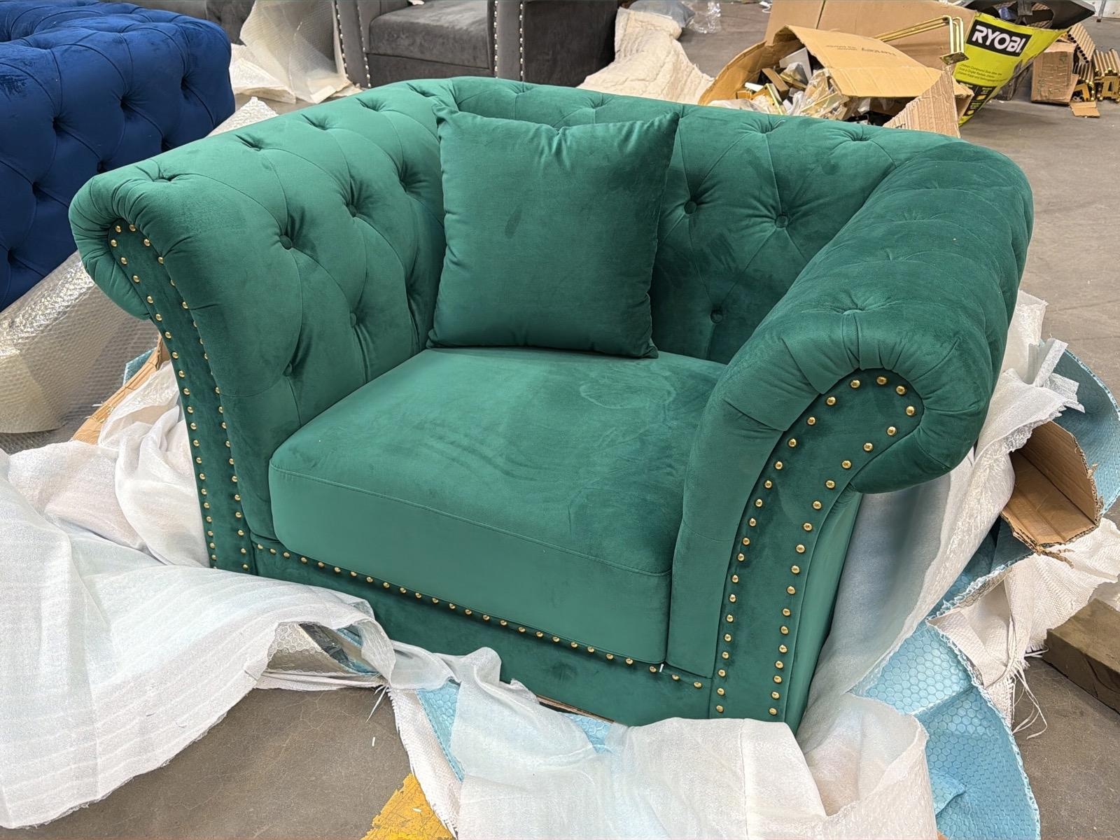 Fåtölj, grön sammet