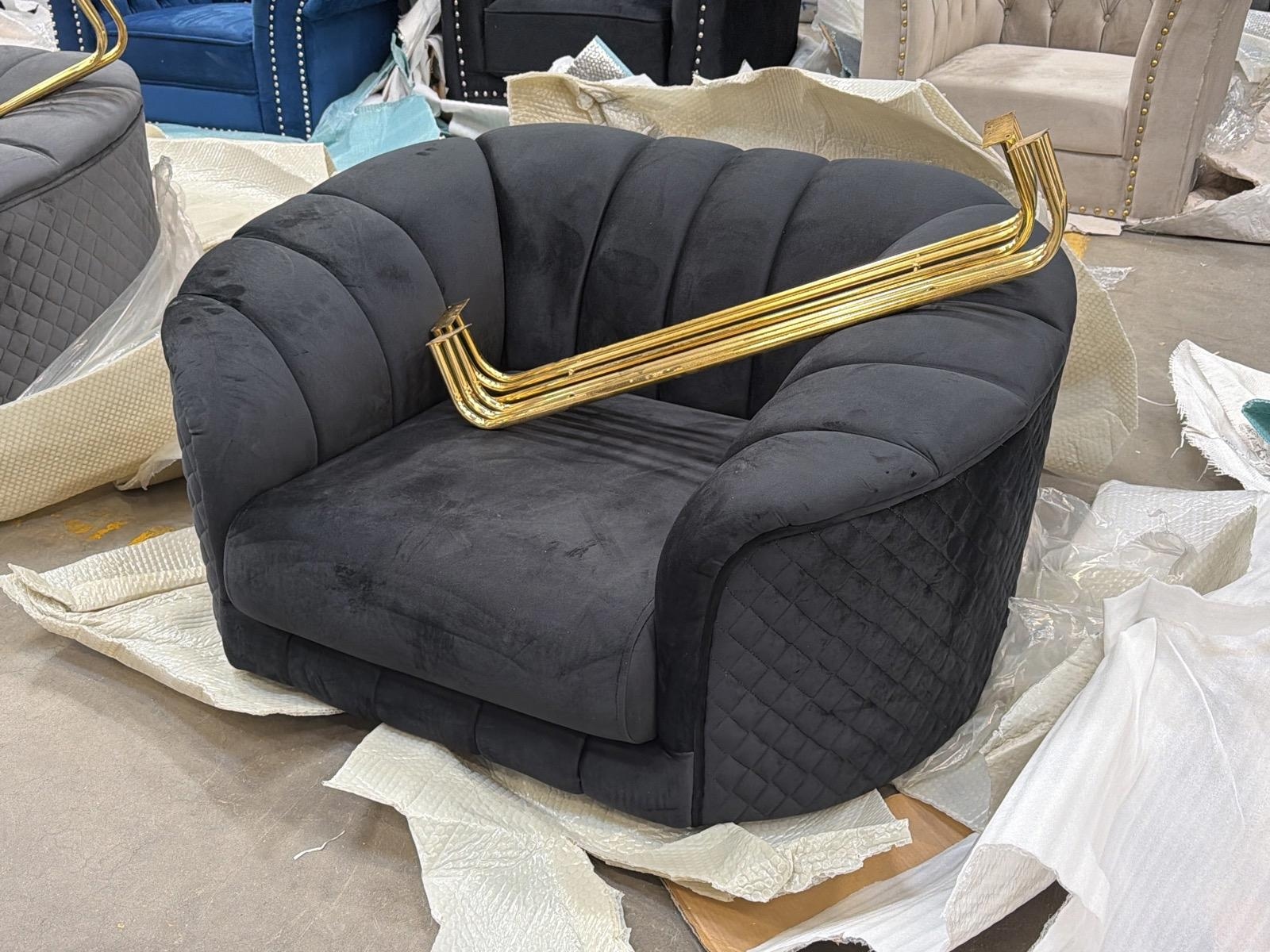 Fåtölj, svart sammet