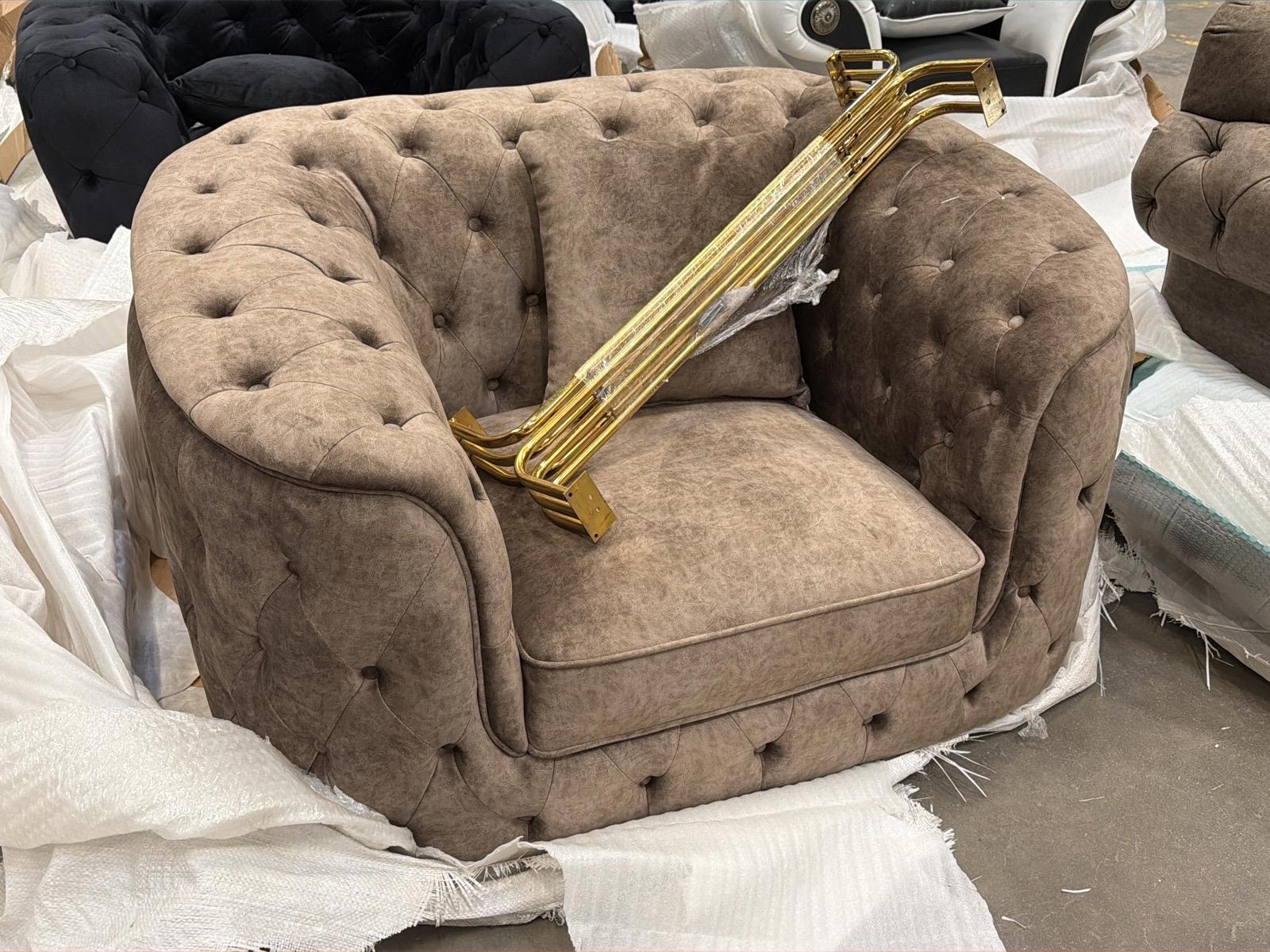 Fåtölj, brun sammet