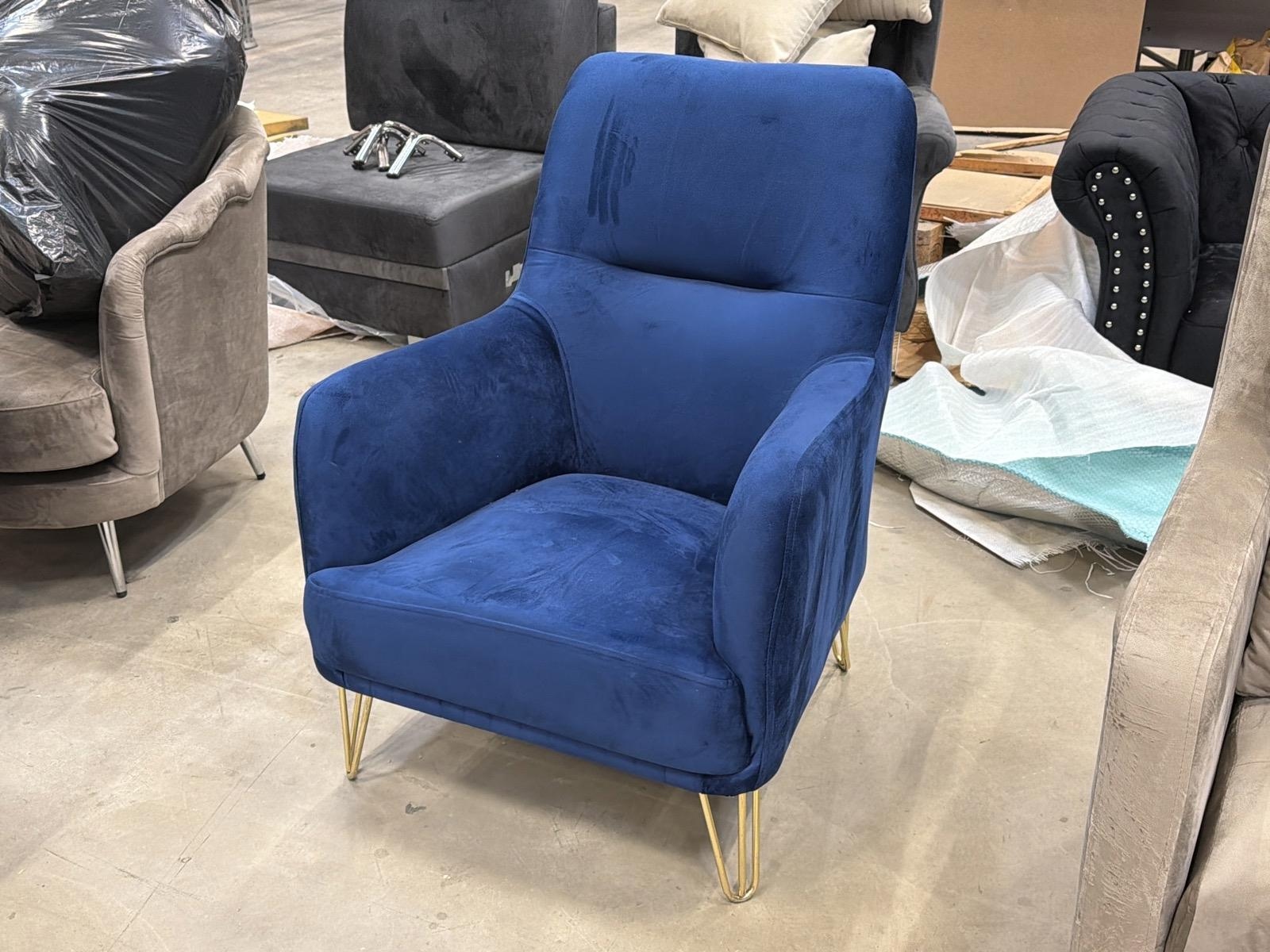 Fåtölj, blå sammet