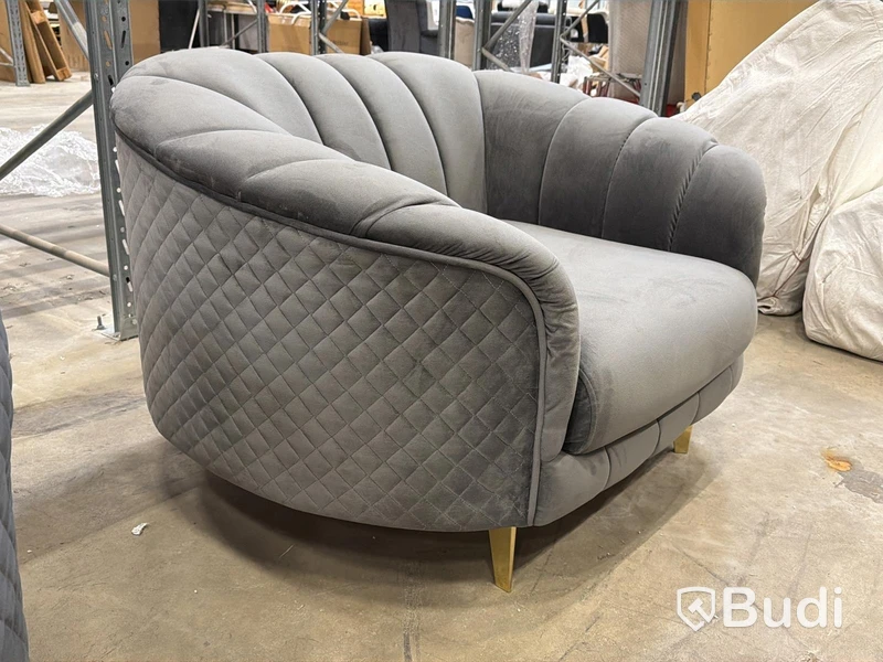 Fåtölj, grå sammet
