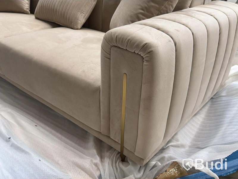 2 st 3-sits soffor, ljusbrun sammet