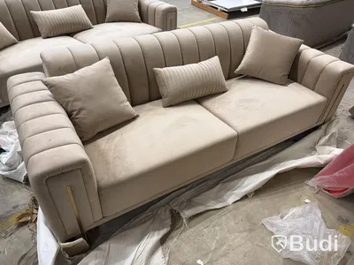 3-sits soffa, ljusbrun sammet