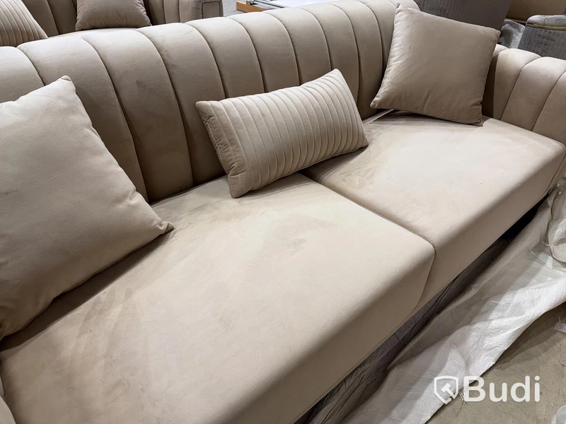 3-sits soffa, ljusbrun sammet