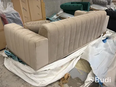 3-sits soffa, ljusbrun sammet