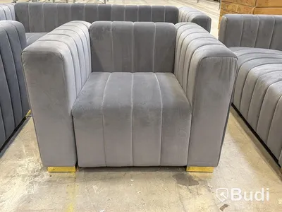 Soffgrupp 4 del - 2 fåtöljer, 3-sits soffa samt 2-sits soffa, grå sammet