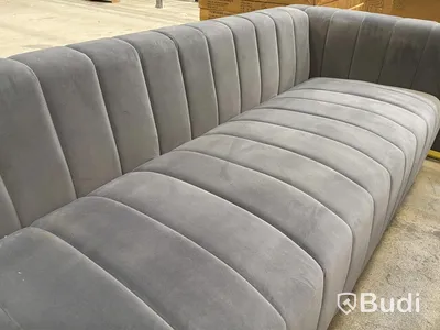 Soffgrupp 4 del - 2 fåtöljer, 3-sits soffa samt 2-sits soffa, grå sammet
