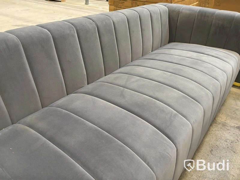 Soffgrupp 4 del - 2 fåtöljer, 3-sits soffa samt 2-sits soffa, grå sammet